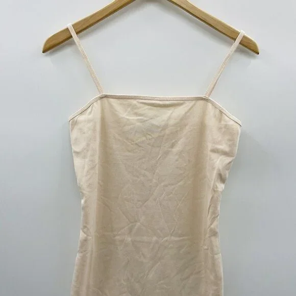 TOPSHOP Womens Size 6 Strappy Cami Tunic Dress Nude Cotton Basic Layer $25 1758 - Picture 3 of 8